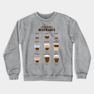 Funny T-Shirt of Different Types of Coffee Crewneck Sweatshirt